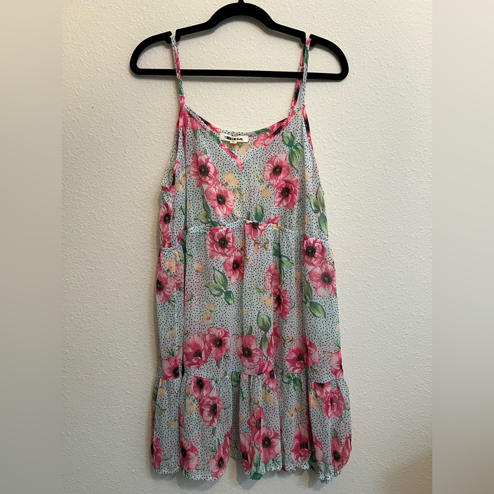 NWT Miken Swim Pink and Green Floral Swim Cover-Up XL